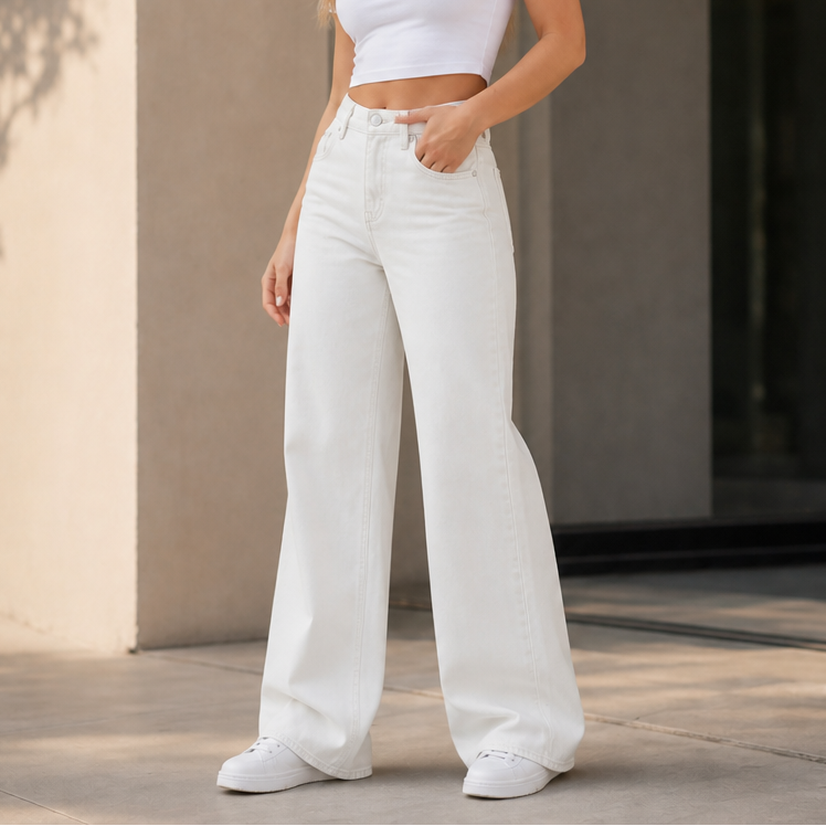 Longline Denim – Jeansy z wysokim stanem i szerokimi nogawkami