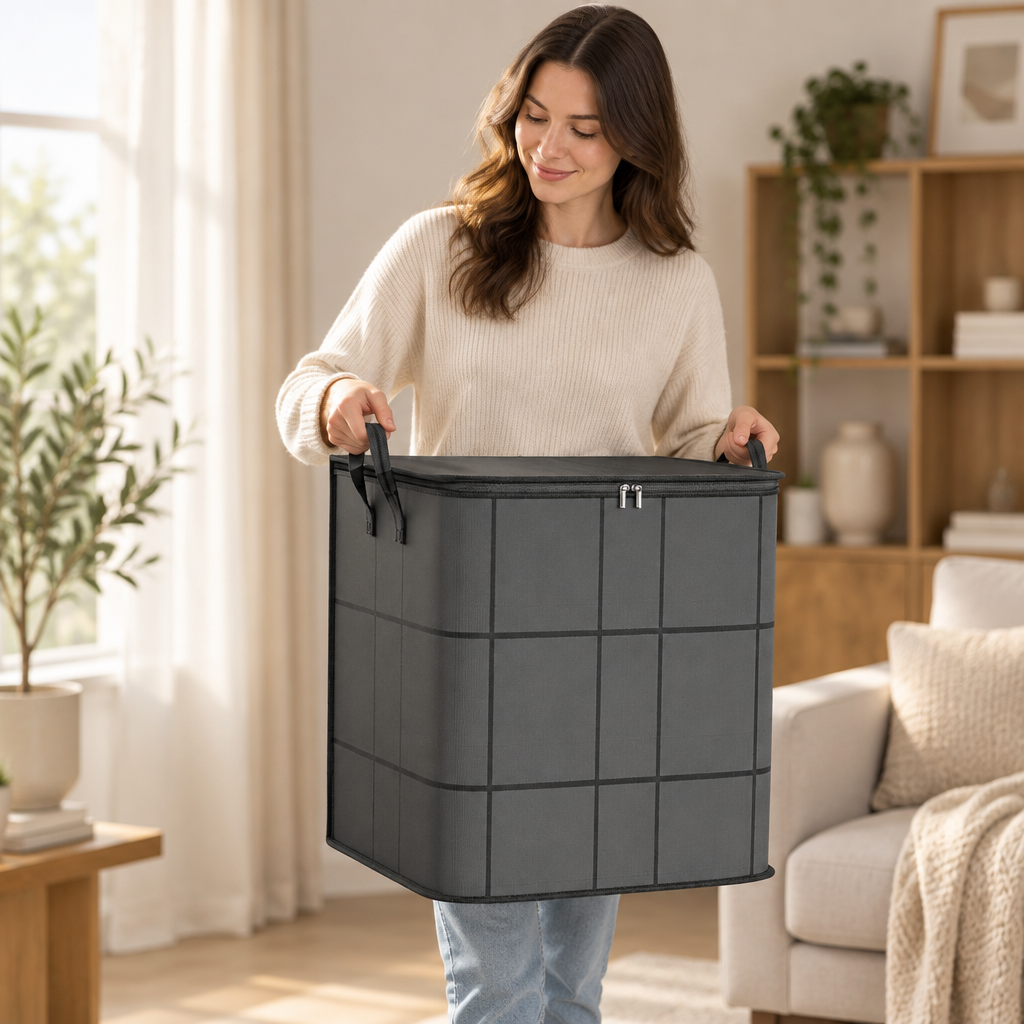 Stashly – Torba do przechowywania kołder z materiału non-woven z zamkiem błyskawicznym