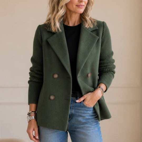 Wearbella – Żakiet podwójnie zapinany z dzianinowymi rękawami