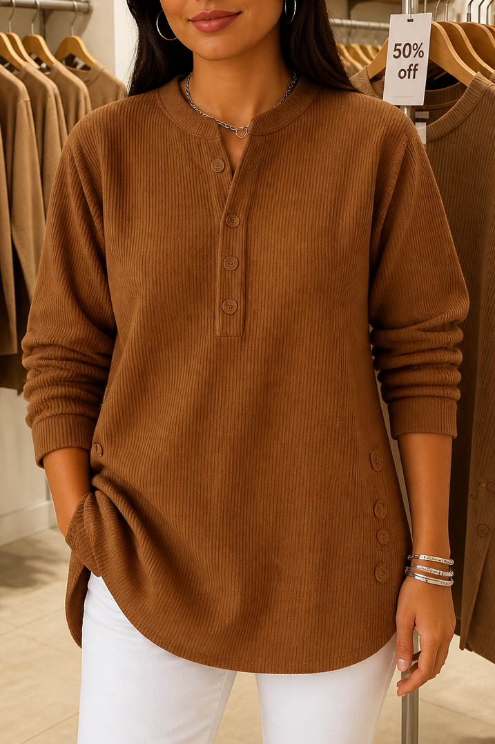 Corduvie – Koszulka Henley z guzikiem w stylu korduroy