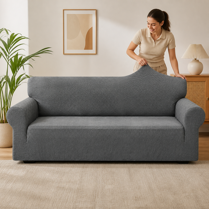 Snugfit – Teksturowana narzuta na sofę z tkaniny jacquard, antypoślizgowa