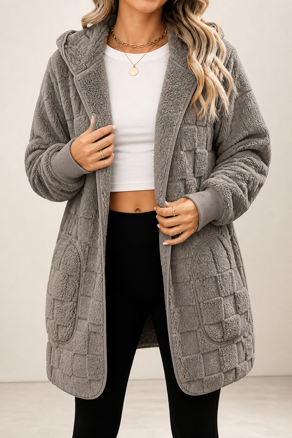 Plushden – Kardigan w kratę z miękkiego materiału