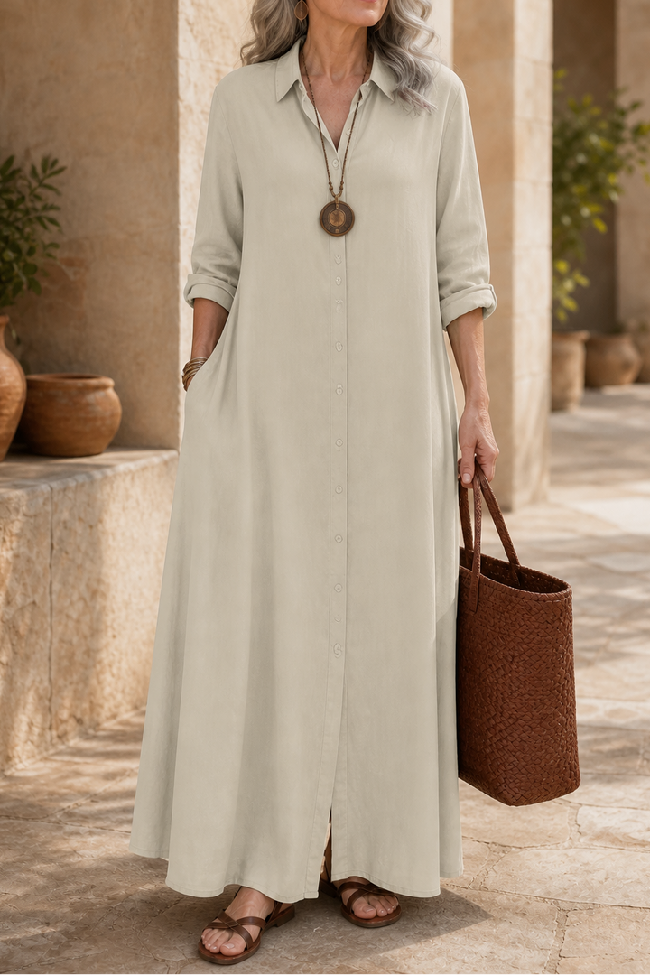 Wearbella – Oversized Bawełnowo-Lnianą Sukienka Maxi