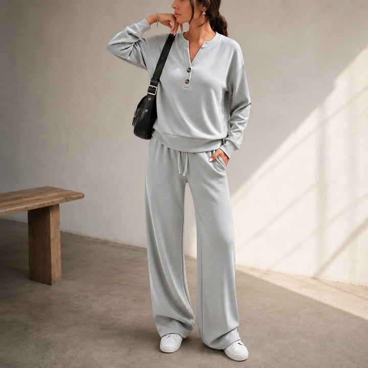 Wearlyn – Komplet dwu-elementowy z szerokimi nogawkami Henley