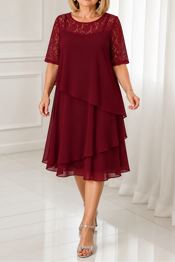Wearbella – Sukienka midi z koronkowym dekoltem i wysokim stanem