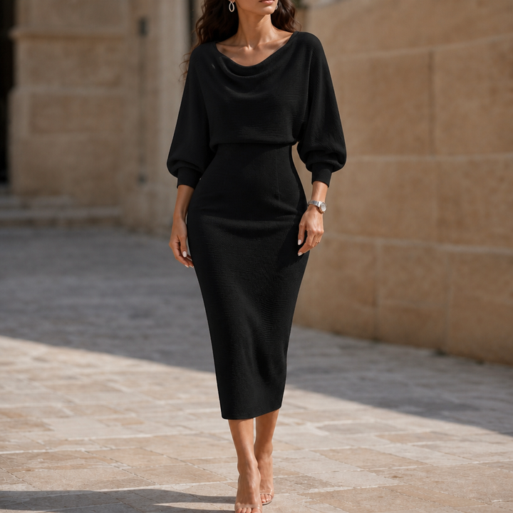 Wearbella – Zestaw z bluzką z prążkowanym drapowaniem i spódnicą midi