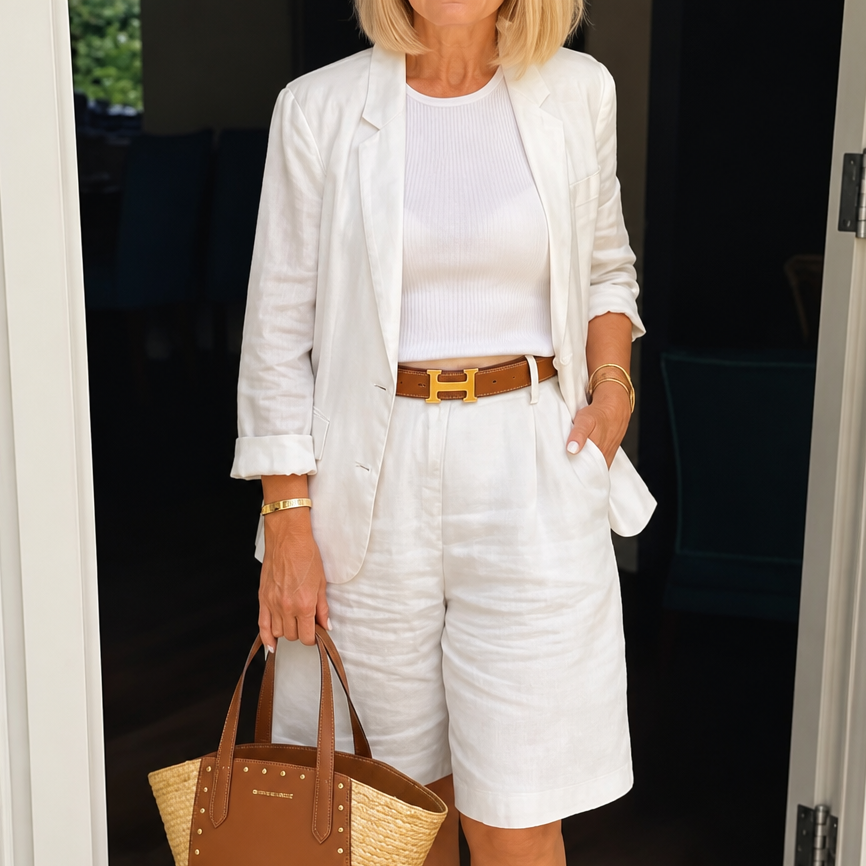 Wearbella – Zestaw z otwartą bluzką i szortami bermudami
