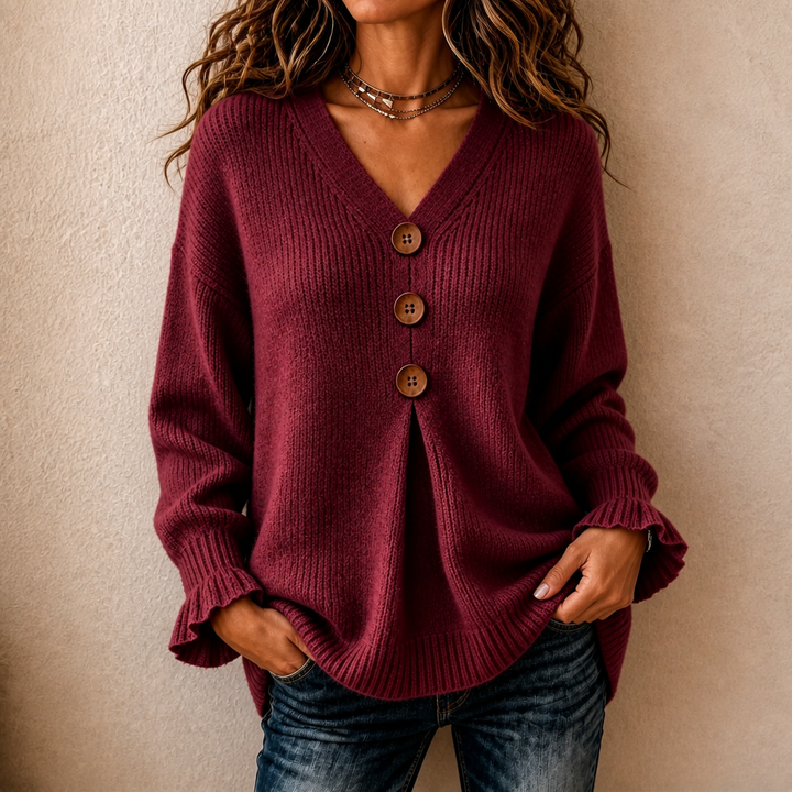 Wearbella – Sweter z dekoltem w serek i prążkowanym splotem