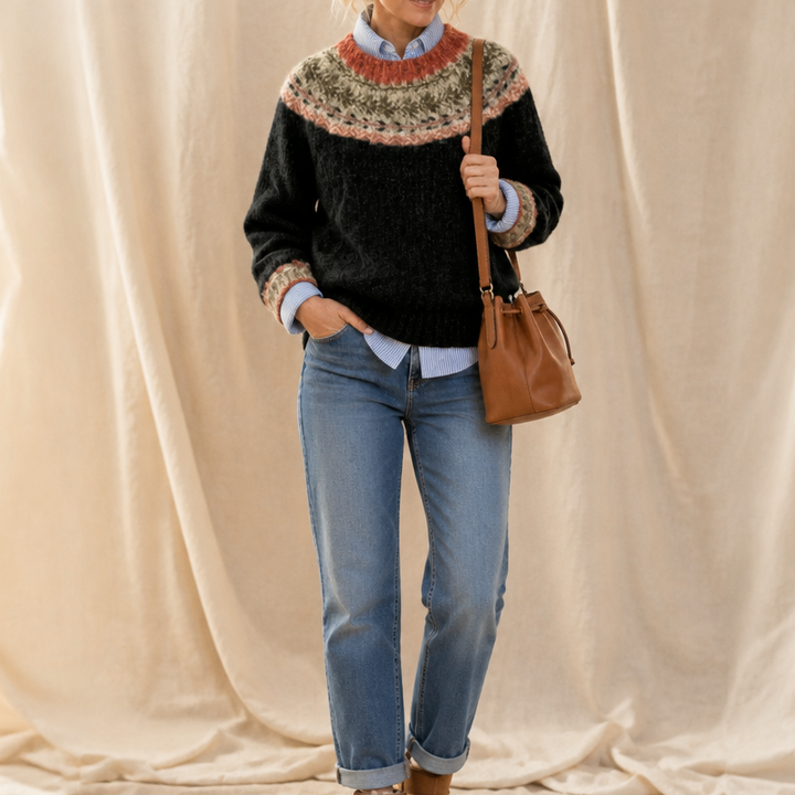 Mayfair Isle – Sweter z okrągłym dekoltem i wzorem Fair Isle
