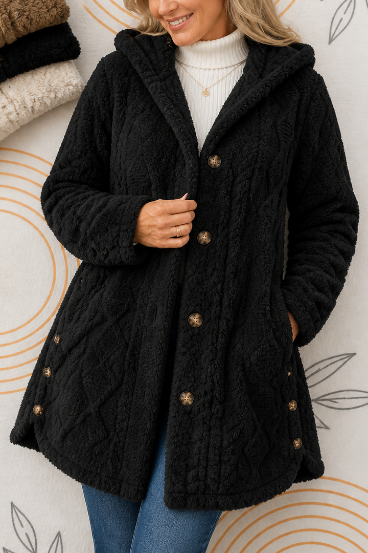 Wearbella – Długi płaszcz z kapturem w splot kablowy