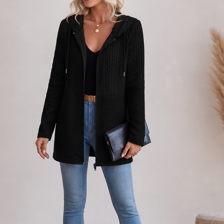 Wearbella – Długi kardigan z dzianiny w splot kabelkowy z zamkiem