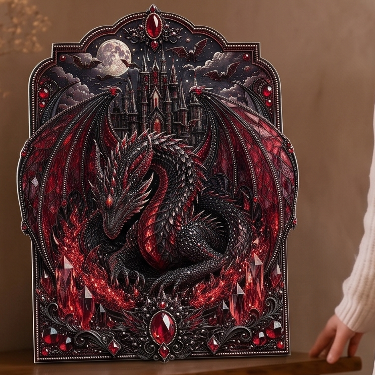 Dragonelle – Zestaw do Sztuki Diamentowej z Kryształowym Smokiem 3D