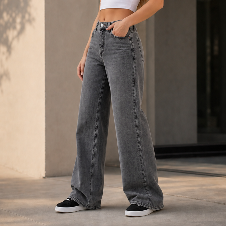 Longline Denim – Jeansy z wysokim stanem i szerokimi nogawkami