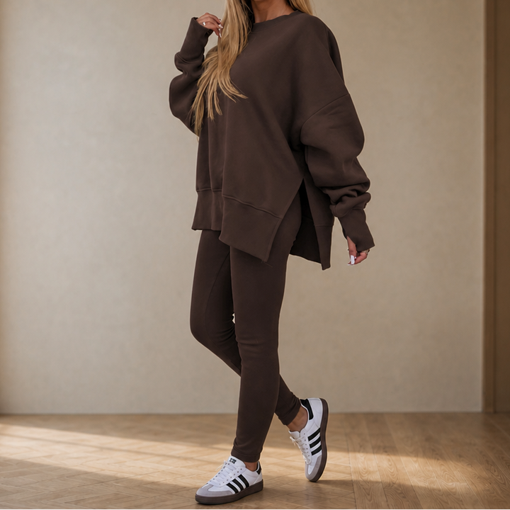 Ease &amp; Grace – Zestaw bluzy z rozcięciem bocznym i legginsów