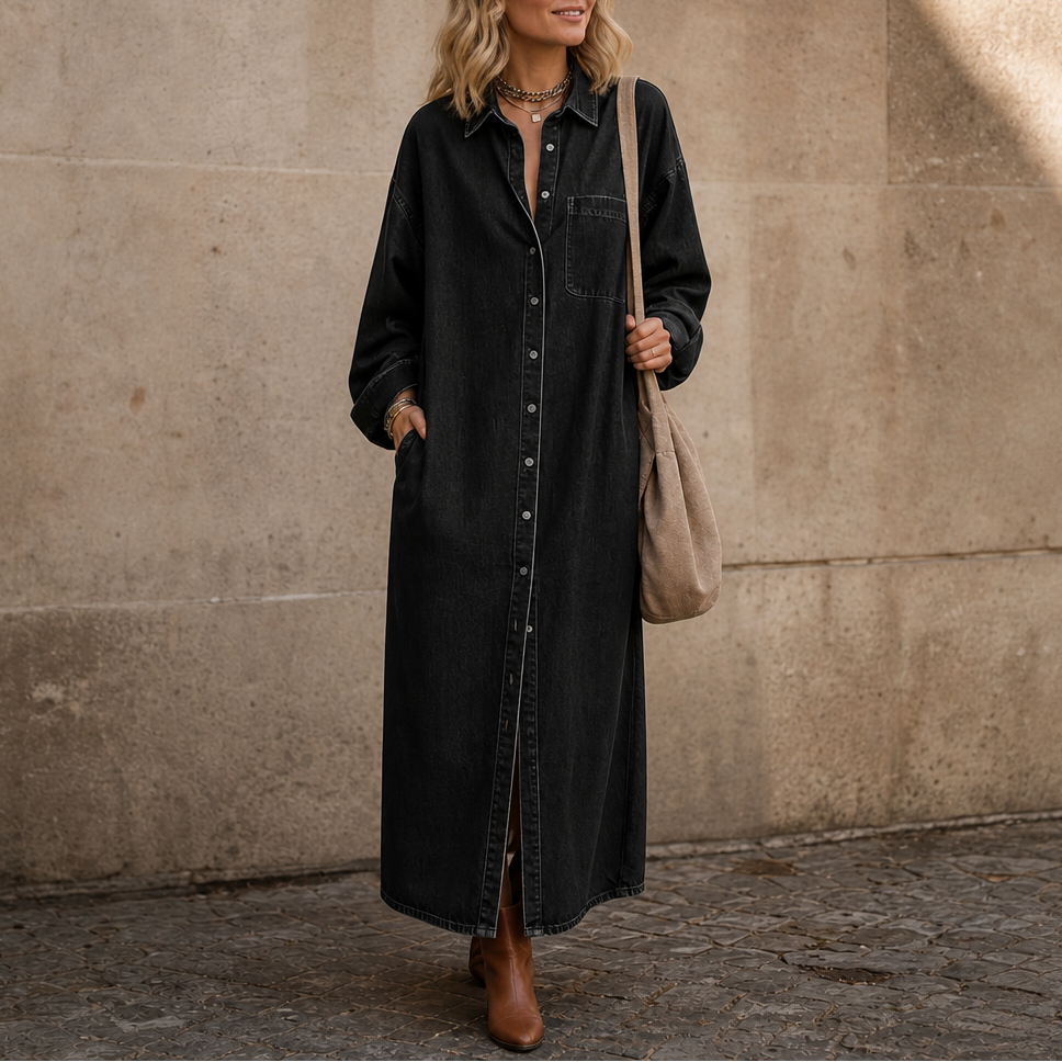Wearlyn – Sukienka koszulowa z przodu na guziki w stylu dżinsowym