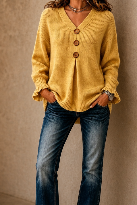 Wearbella – Sweter z dekoltem w serek i prążkowanym splotem