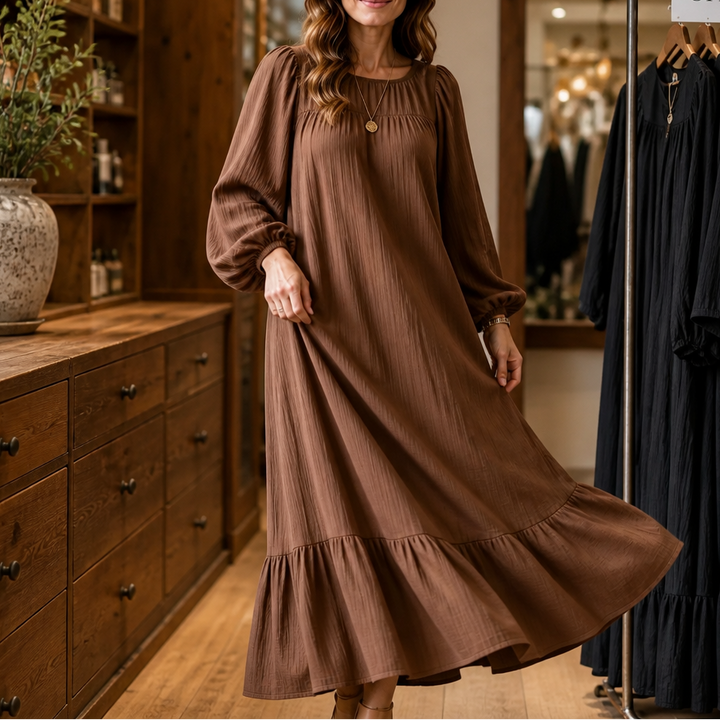 Wearbella – Oversized Biskupa Rękaw Boho Maxi Sukienka