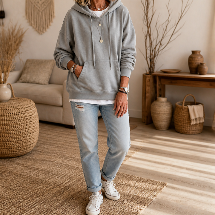 Wearbella – Oversized Hoodie z Bawełny z Opadającymi Ramionami
