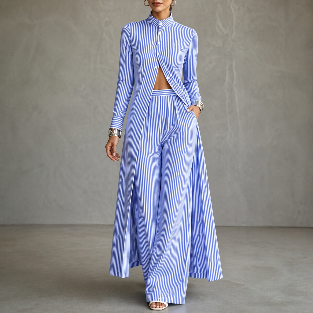 Wearbella – Zestaw koszuli w paski i spodni z szerokimi nogawkami