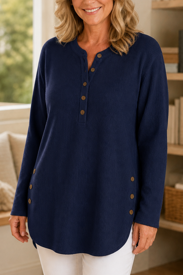 Corduvie – Koszulka Henley z guzikiem w stylu korduroy
