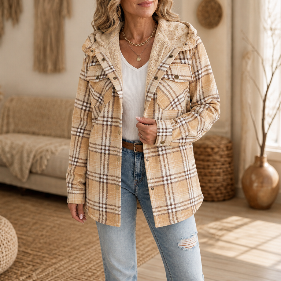Huntlyn – Flanelowa kurtka shacket z podszewką sherpa