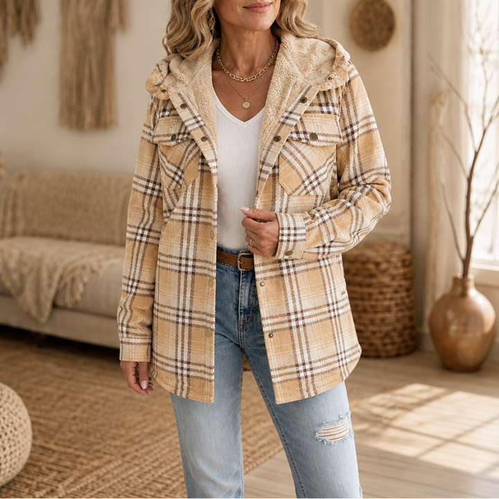 Huntlyn – Flanelowa kurtka shacket z podszewką sherpa