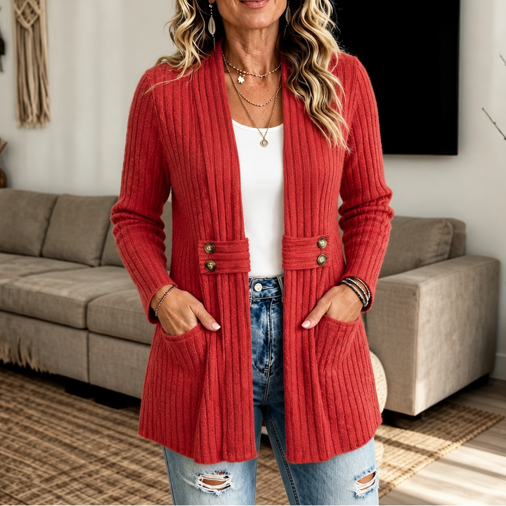 Wearbella – Kardigan z prążkowanej dzianiny z otwartym przodem
