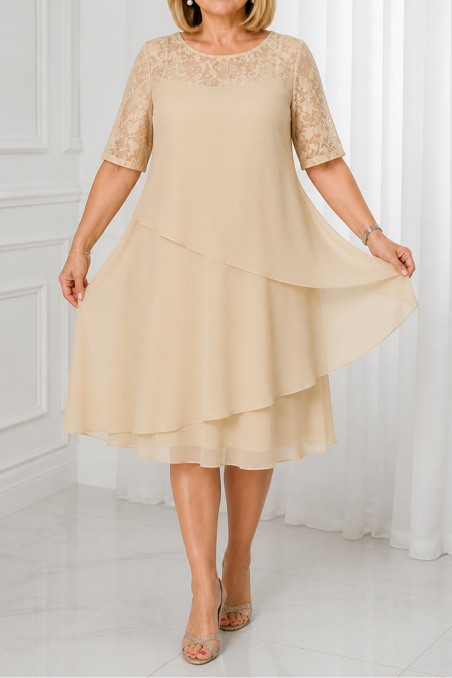 Wearbella – Sukienka midi z koronkowym dekoltem i wysokim stanem