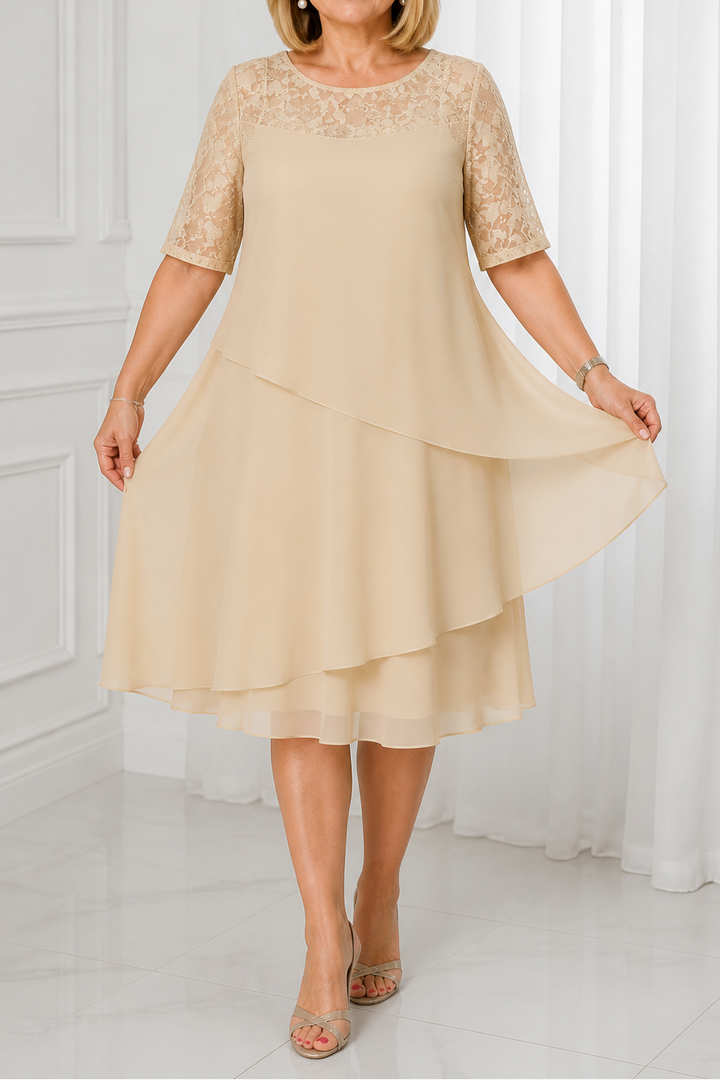 Wearbella – Sukienka midi z koronkowym dekoltem i wysokim stanem