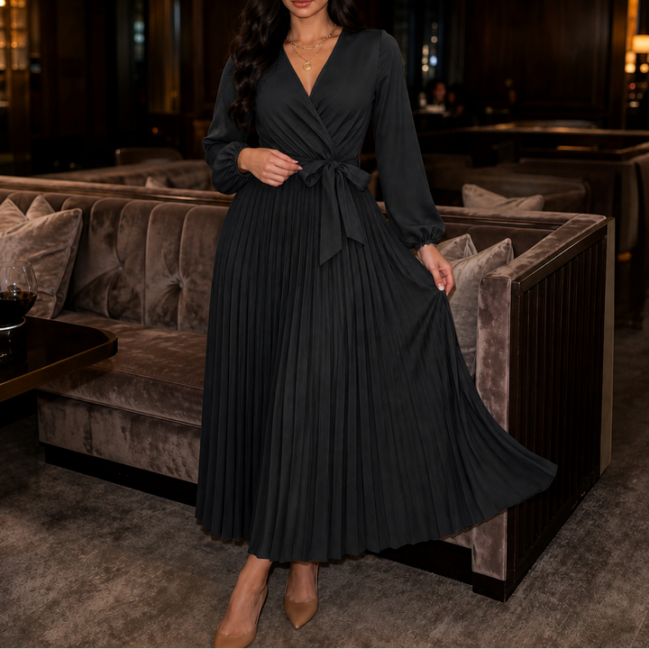 Wearbella – Sukienka maxi z plisowanym przodem i wysokim stanem