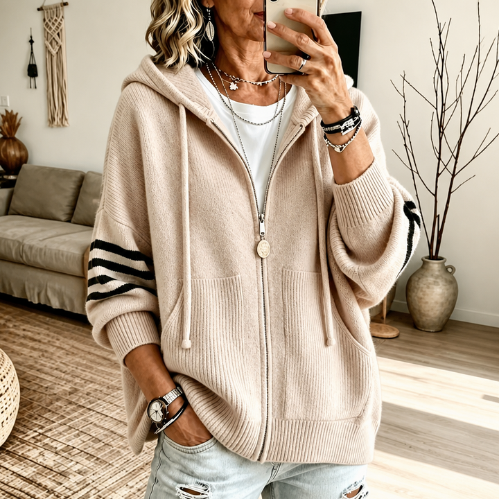 Wearbella – Bluza z kapturem z opadającymi ramionami i zamkiem błyskawicznym