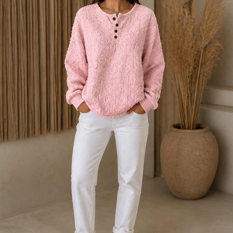 Marlwick – Sweter Henley z Grubej Dzianiny