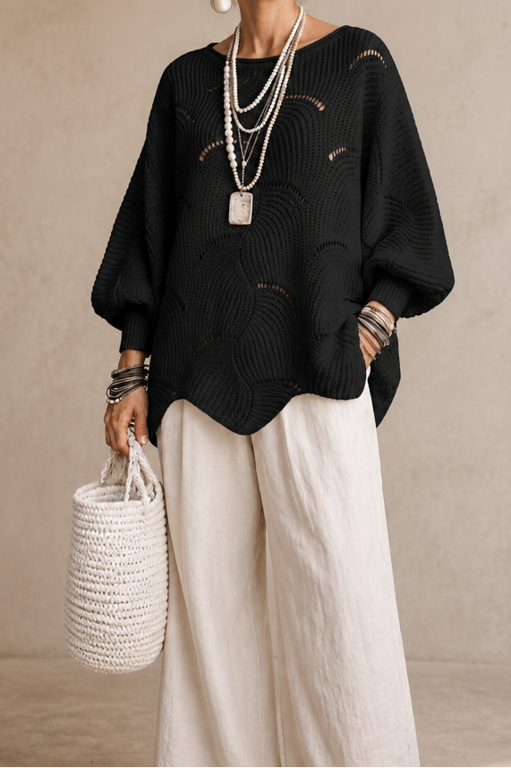 Wearbella – Sweter z Hollow Wave i rękawem Batwing