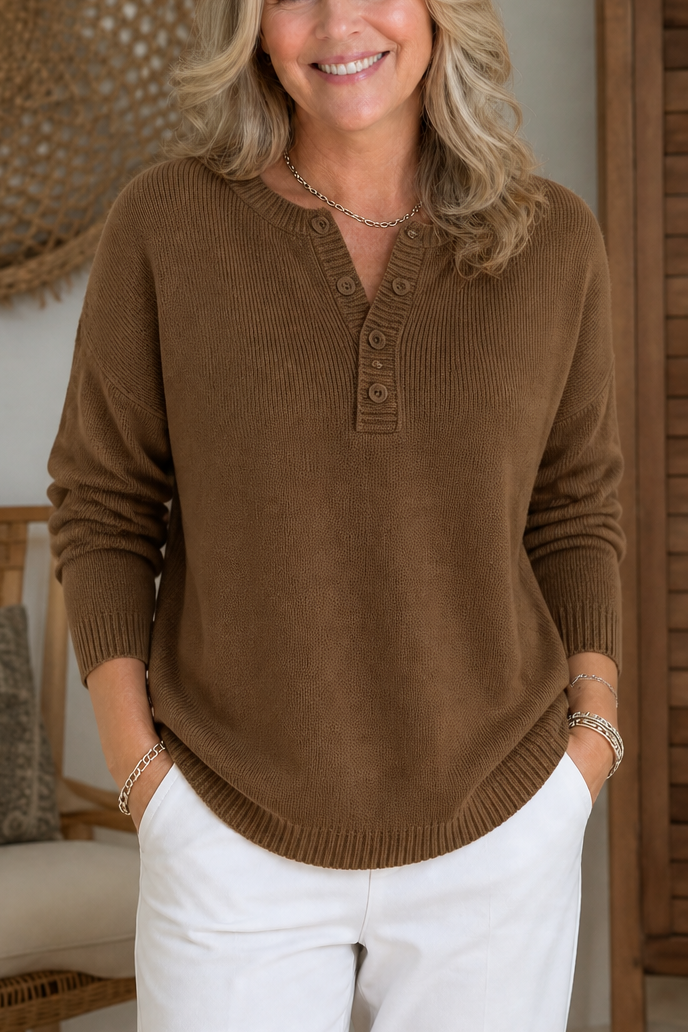 Wearbella – Sweter z dekoltem w serek i guzikami