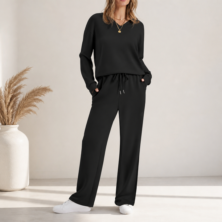 Draperie – Zestaw dresowy z dzianiny z pionowymi szwami