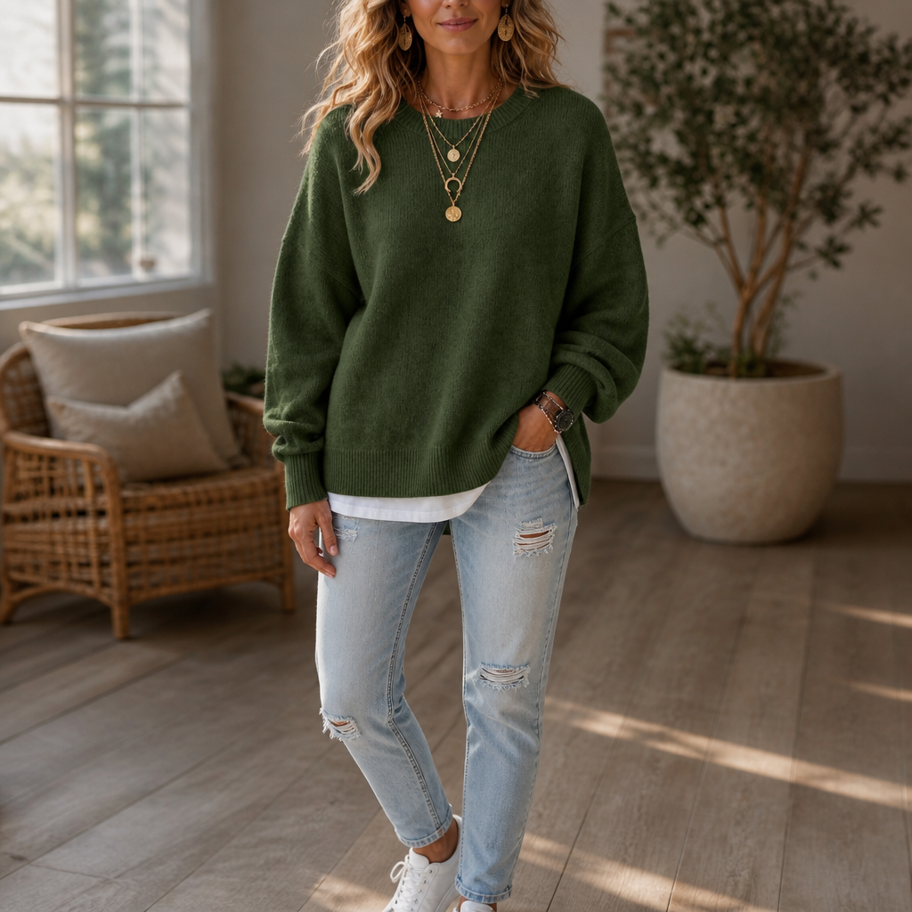 Wearbella – Sweter z opadającymi ramionami i lampionowymi rękawami