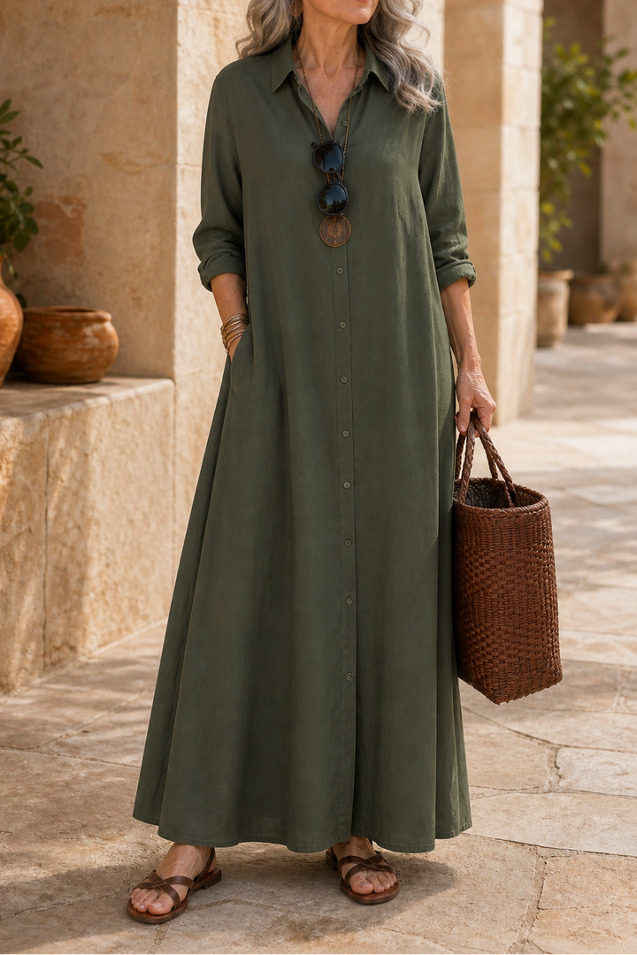 Wearbella – Oversized Bawełnowo-Lnianą Sukienka Maxi