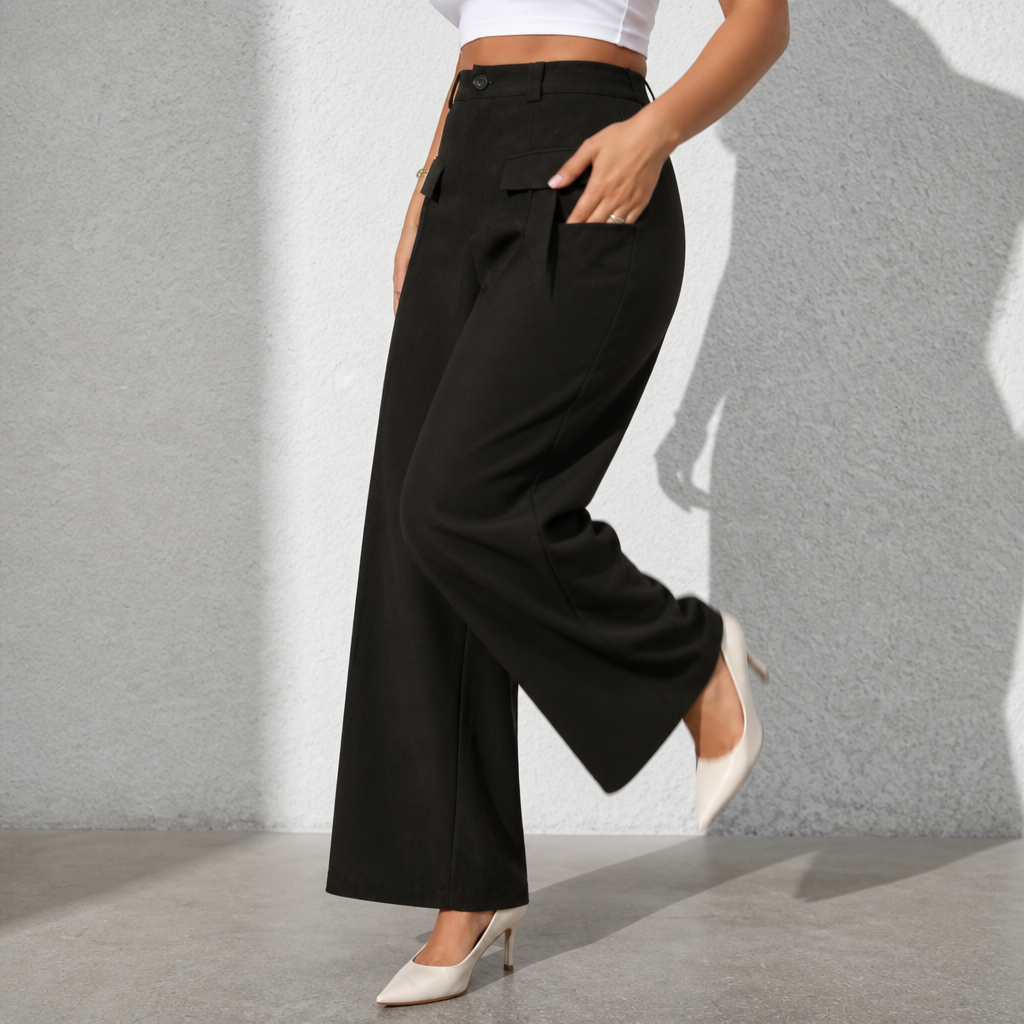 Wearbella – Spodnie z wysokim stanem, szerokie nogawki