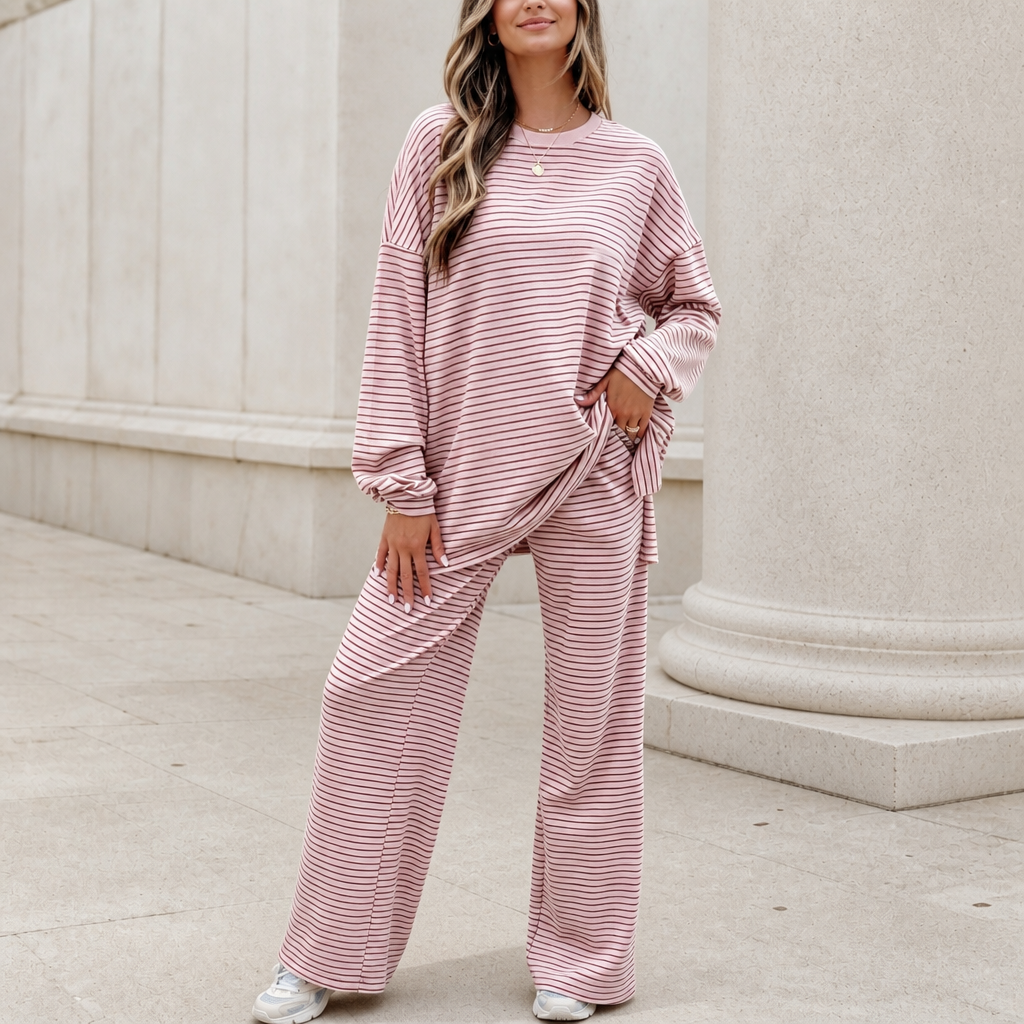 Stripe &amp; Ease – Striped Pullover i Szerokie Spodnie