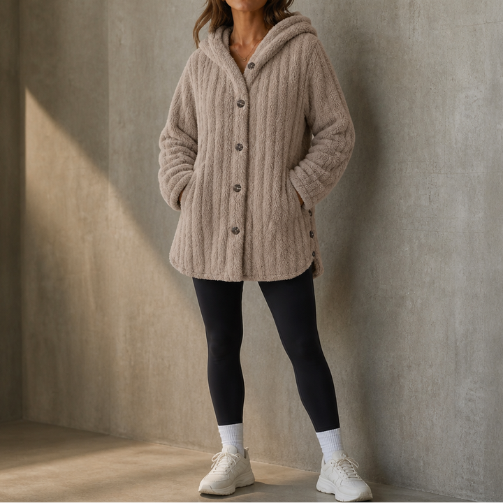 Wearbella – Kardigan z kapturem i guzikami, gruby splot