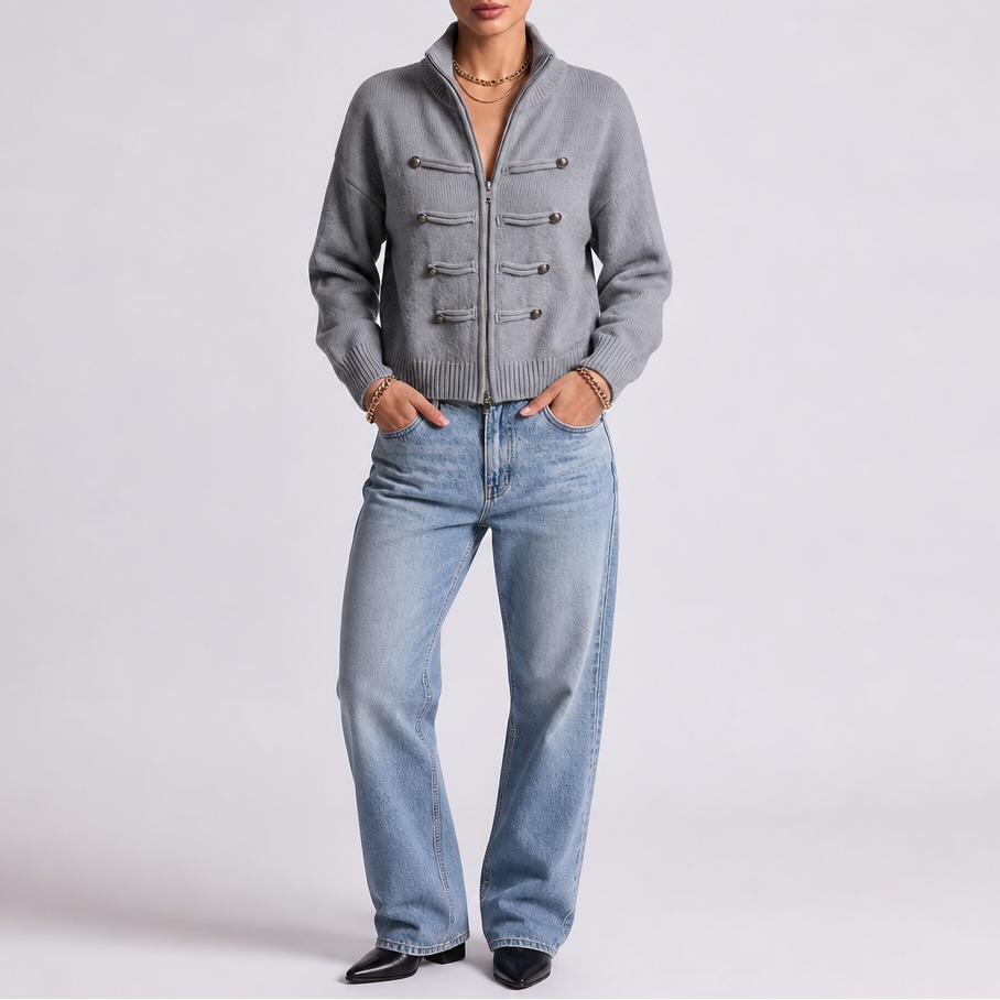 Wearbella – Kardigan z zamkiem i szczegółem w stylu husarskim