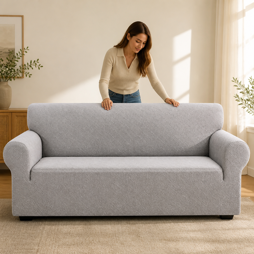 Snugfit – Teksturowana narzuta na sofę z tkaniny jacquard, antypoślizgowa
