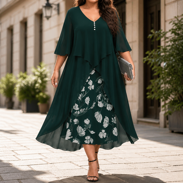 Wearbella – Sukienka z asymetrycznym dołem z chifonu w stylu faux dwuczęściowym