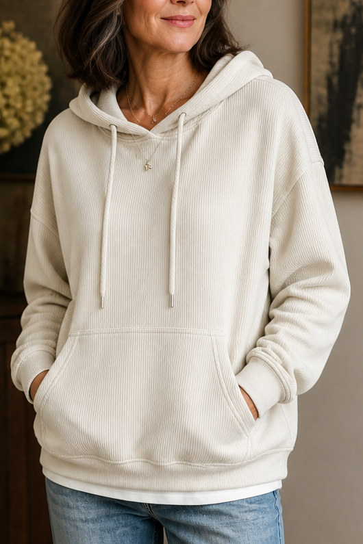 Corduvie – Bluza z kapturem w wyglądzie sztruksu z kieszeniami