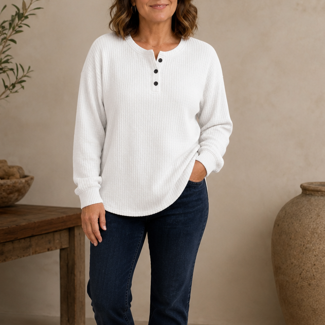Wearla – Żebrowany top typu Henley z dzianiny waffle