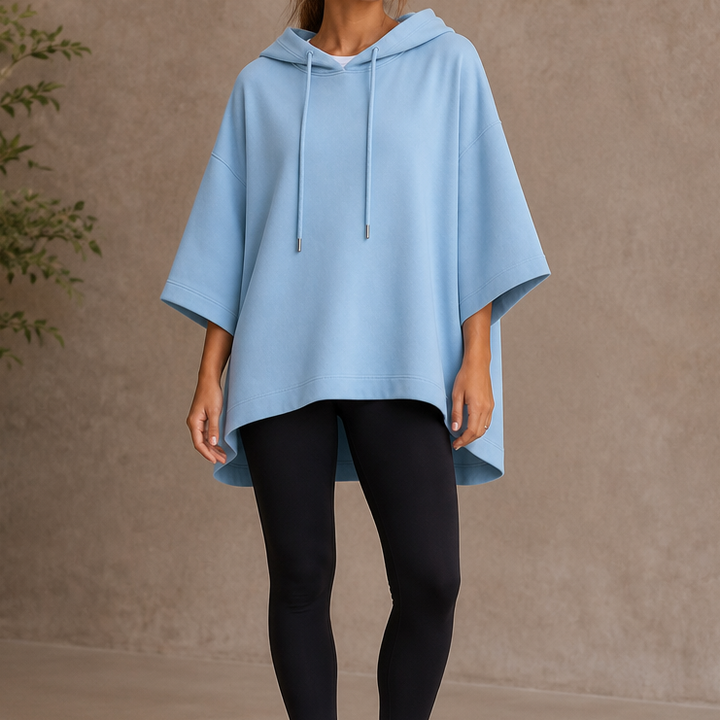 Wearlyn – Oversized Ponczo z Kapturem i Krótkim Rękawem