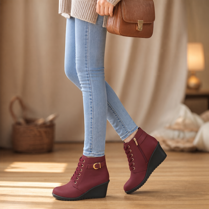 Wearluxe – Ukryte Botki na Koturnie z Zapięciem