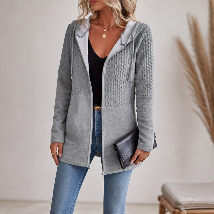 Wearbella – Długi kardigan z dzianiny w splot kabelkowy z zamkiem