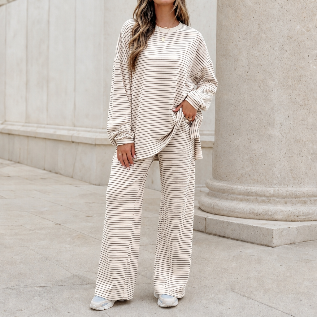Stripe &amp; Ease – Striped Pullover i Szerokie Spodnie