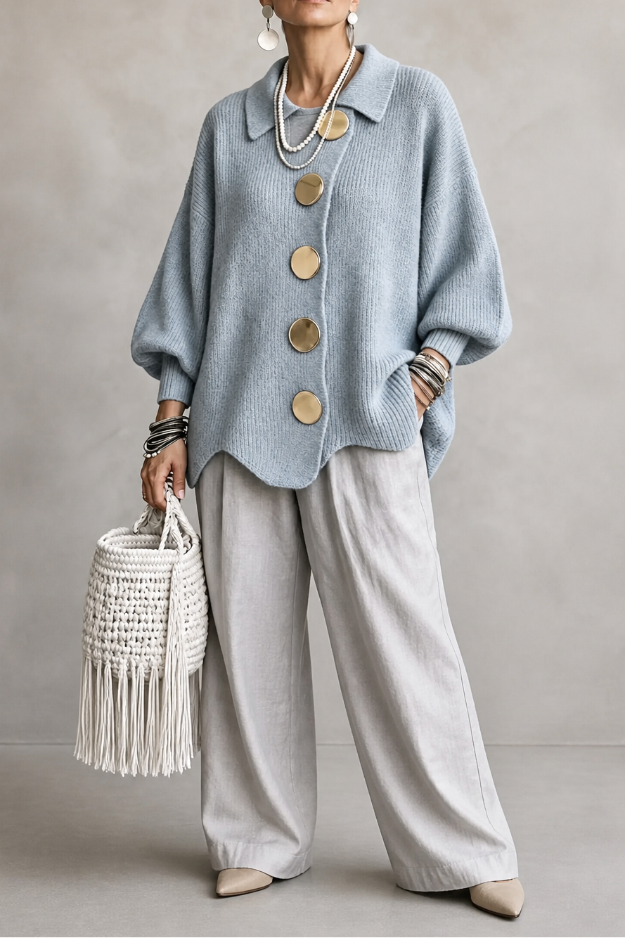 Wearbella – Kardigan z guzikami i falbaniastym dołem w rozmiarze oversize
